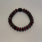 Black Camo Stretch Beaded Bracelet with Red Accents