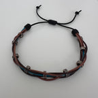 Woven Leather Bracelet / Anklet – Brown & Blue