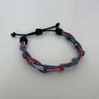 Woven Leather Bracelet – Pink, Blue & White