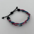 Woven Leather Bracelet – Pink, Blue & White