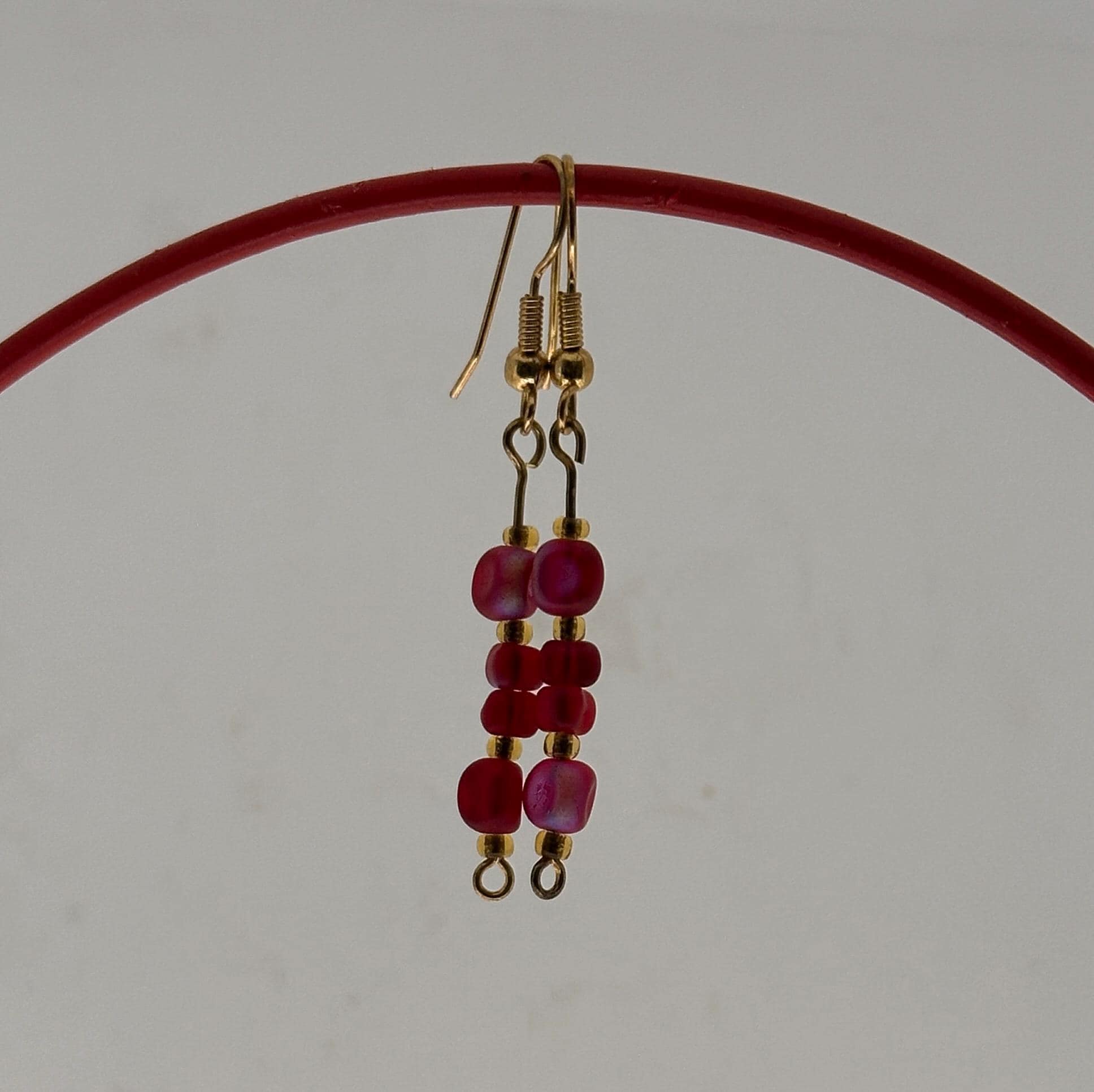Red AB Druk Dangle Earrings