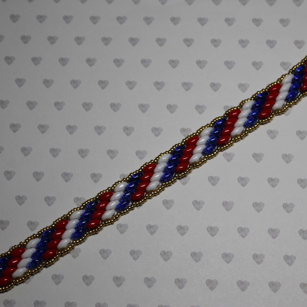 Super Duo Peyote Bracelet in Red/White/Blue