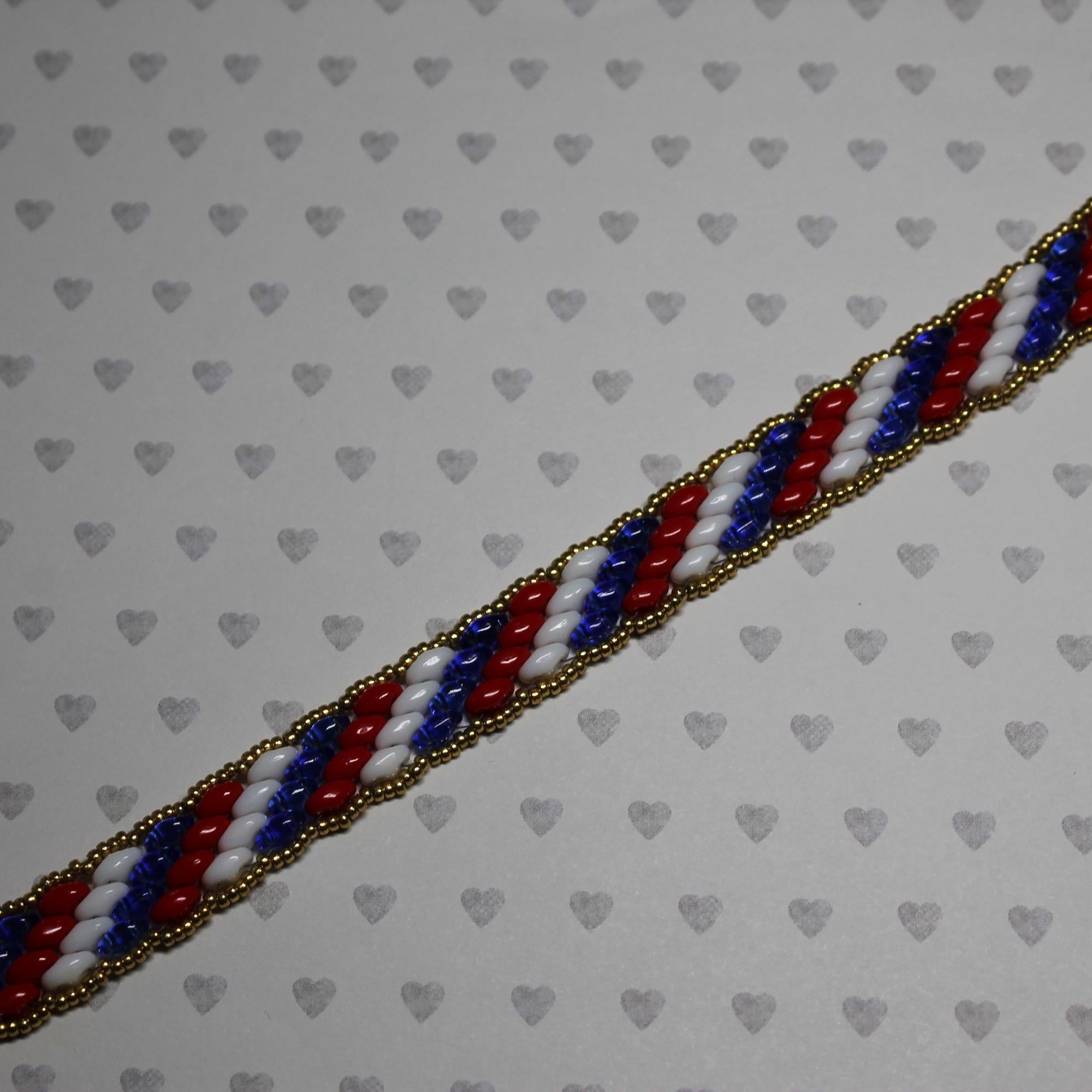 Super Duo Peyote Bracelet in Red/White/Blue