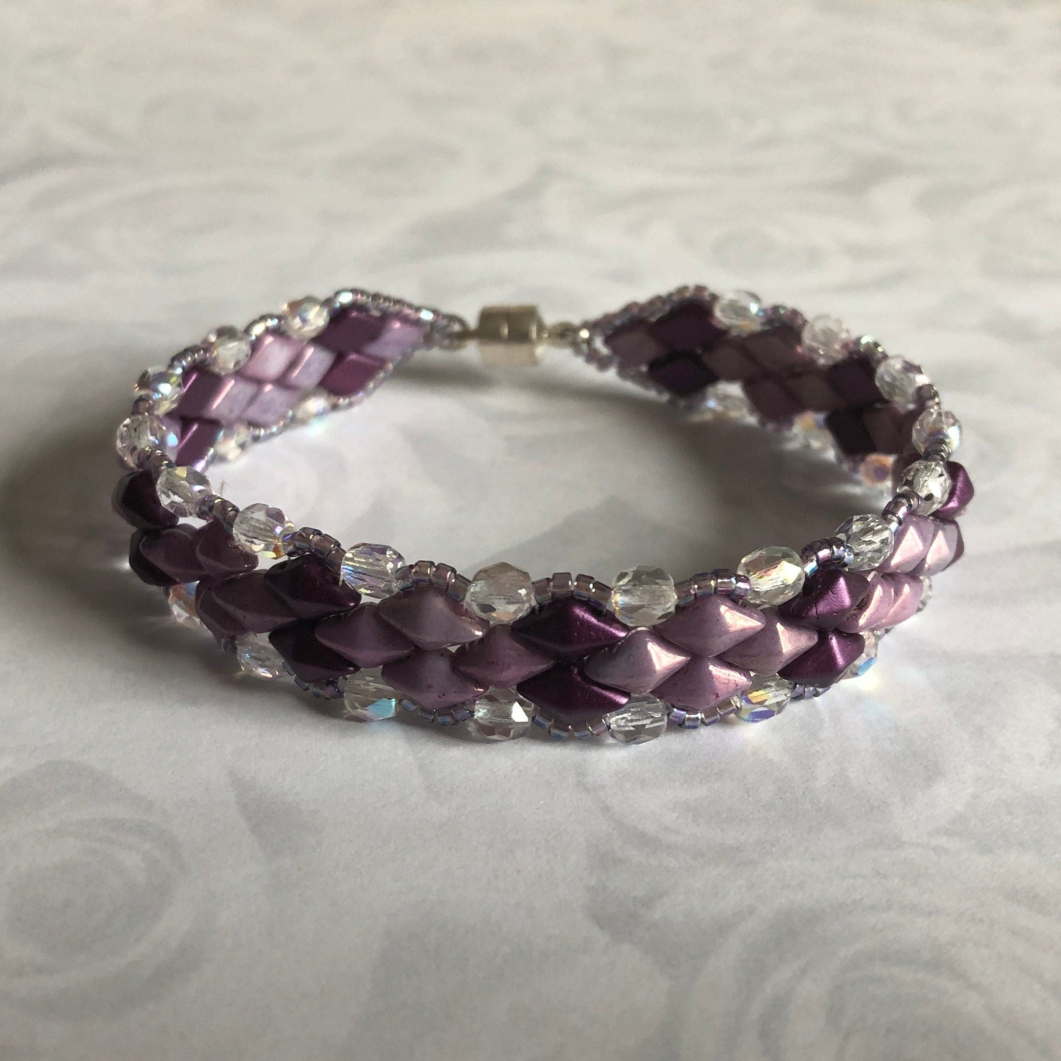 Purple Czech Glass Beadwoven Bracelet