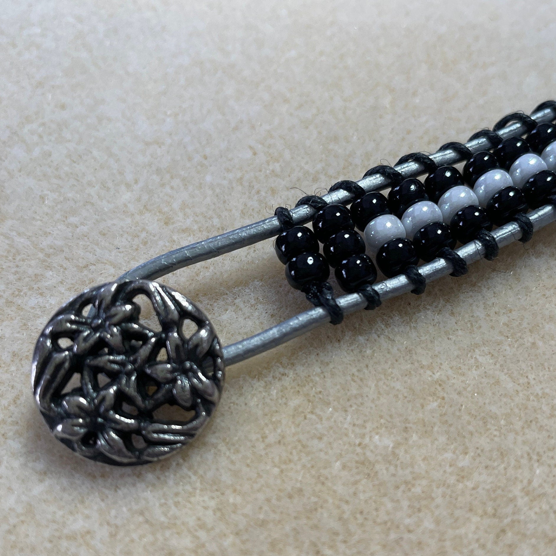 Black & White Leather Wrap Bracelet