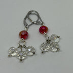 Red & Clear Crystal Rondelle Cluster Dangle Earrings
