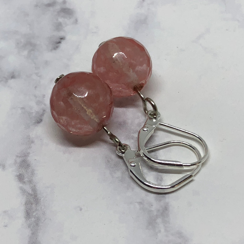 Soft Pink Faceted Dangle Earrings