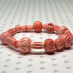 Etched Wooden Bead Stretch Bracelet