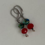 Festive Red & Green Crystal Dangle Earrings