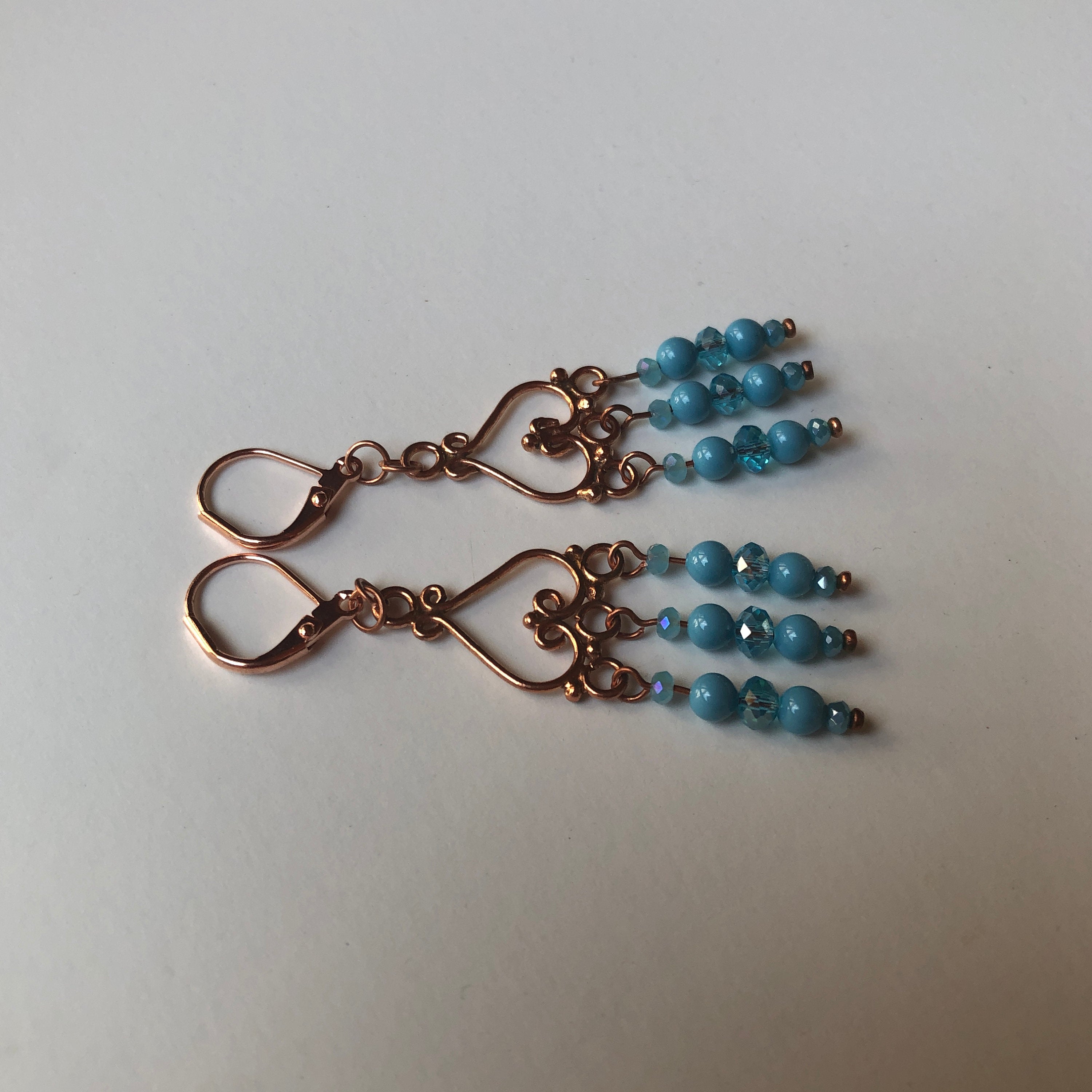 Turquoise & Copper Boho Dangle Earrings