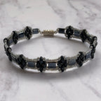 Two-Tone Black & Grey Duo Bead Bracelet