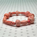 Etched Wooden Bead Stretch Bracelet