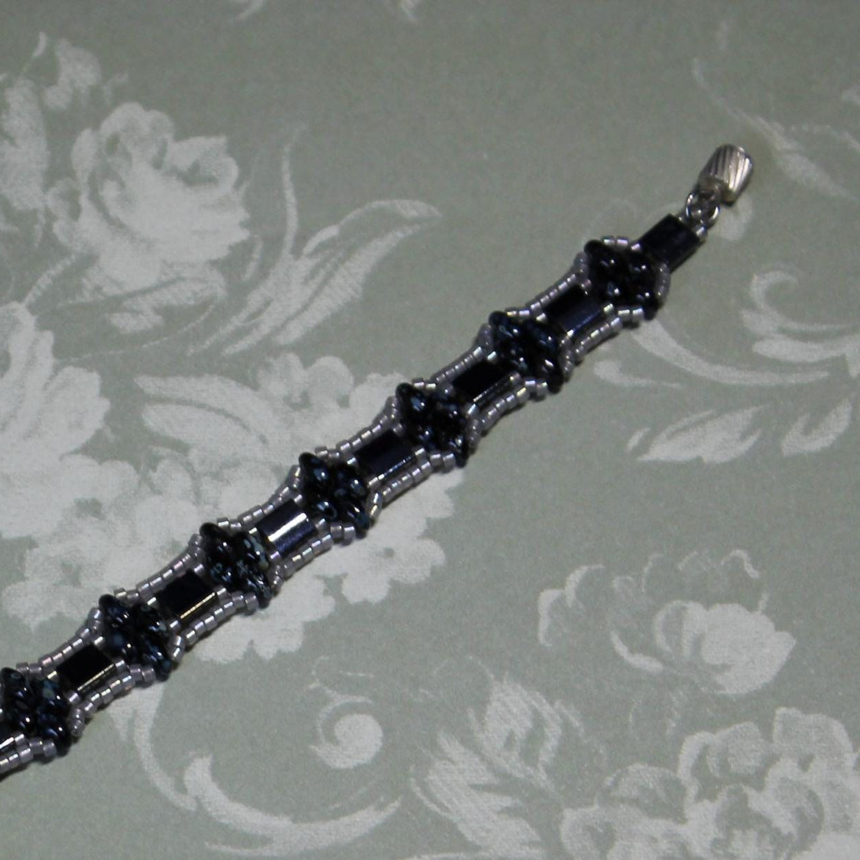 Two-Tone Black & Grey Duo Bead Bracelet