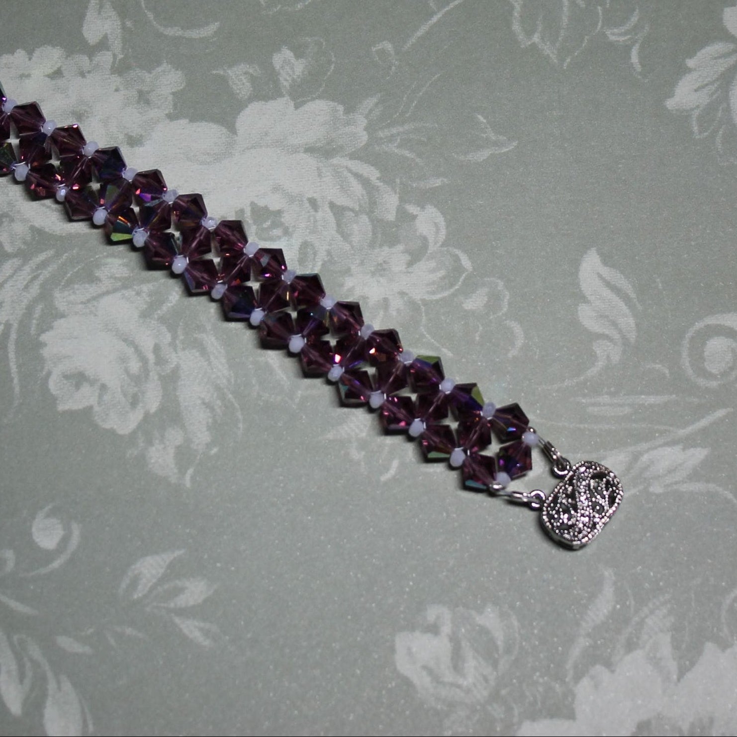 Purple Bicone Beadwoven Bracelet