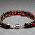 Super Duo Peyote Bracelet in Red & Black Camo