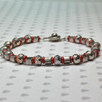 Silver Plated Beaded Bracelet with Red Accents