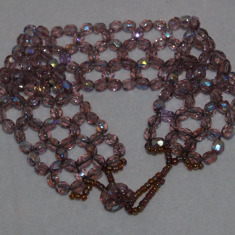 Woven Lilac AB Fire Polished Beaded Bracelet