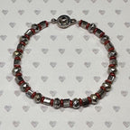 Silver Plated Beaded Bracelet with Red Accents