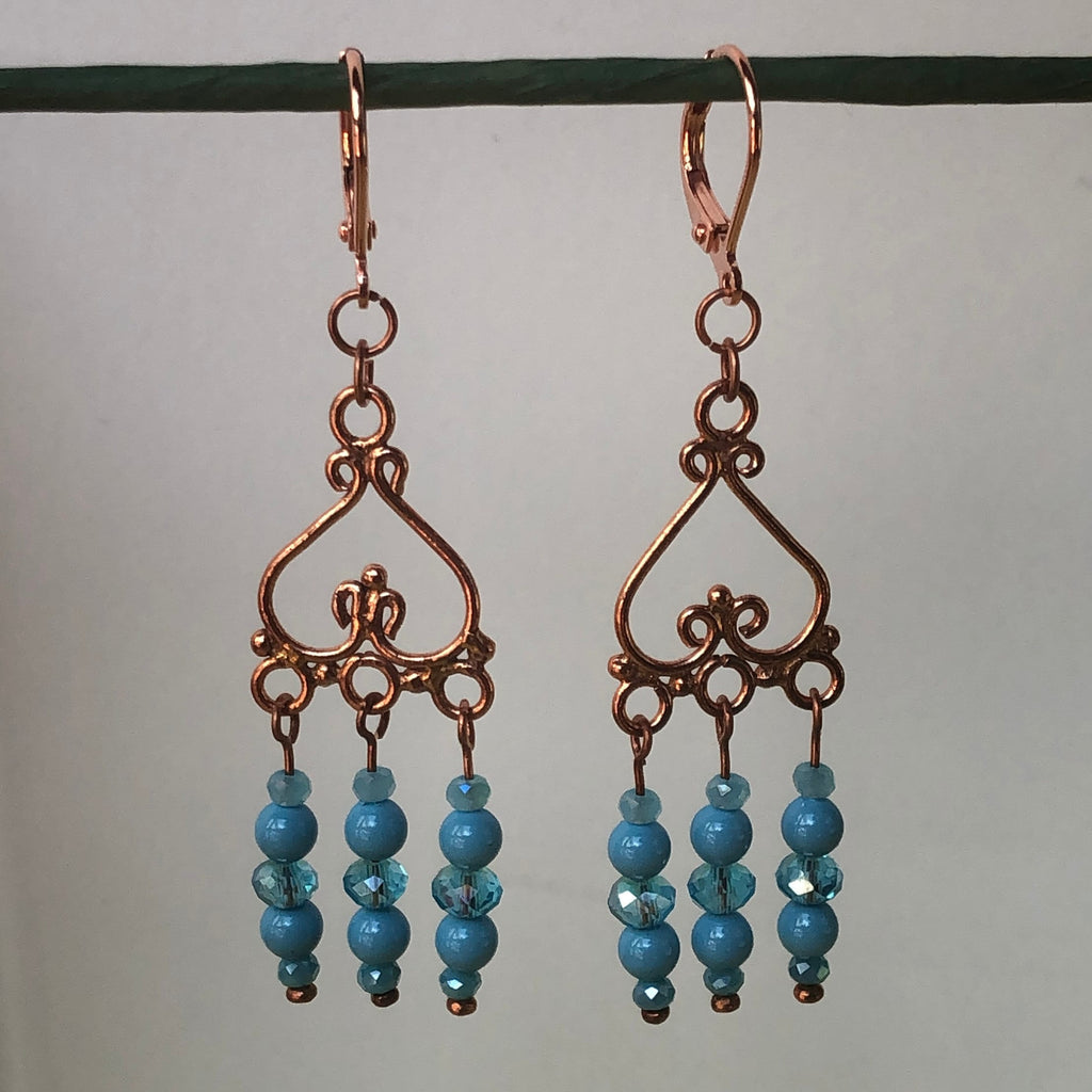 Turquoise & Copper Boho Dangle Earrings