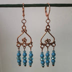 Turquoise & Copper Boho Dangle Earrings