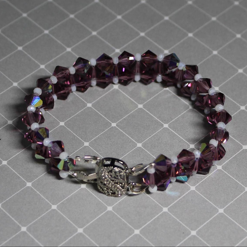 Purple Bicone Beadwoven Bracelet