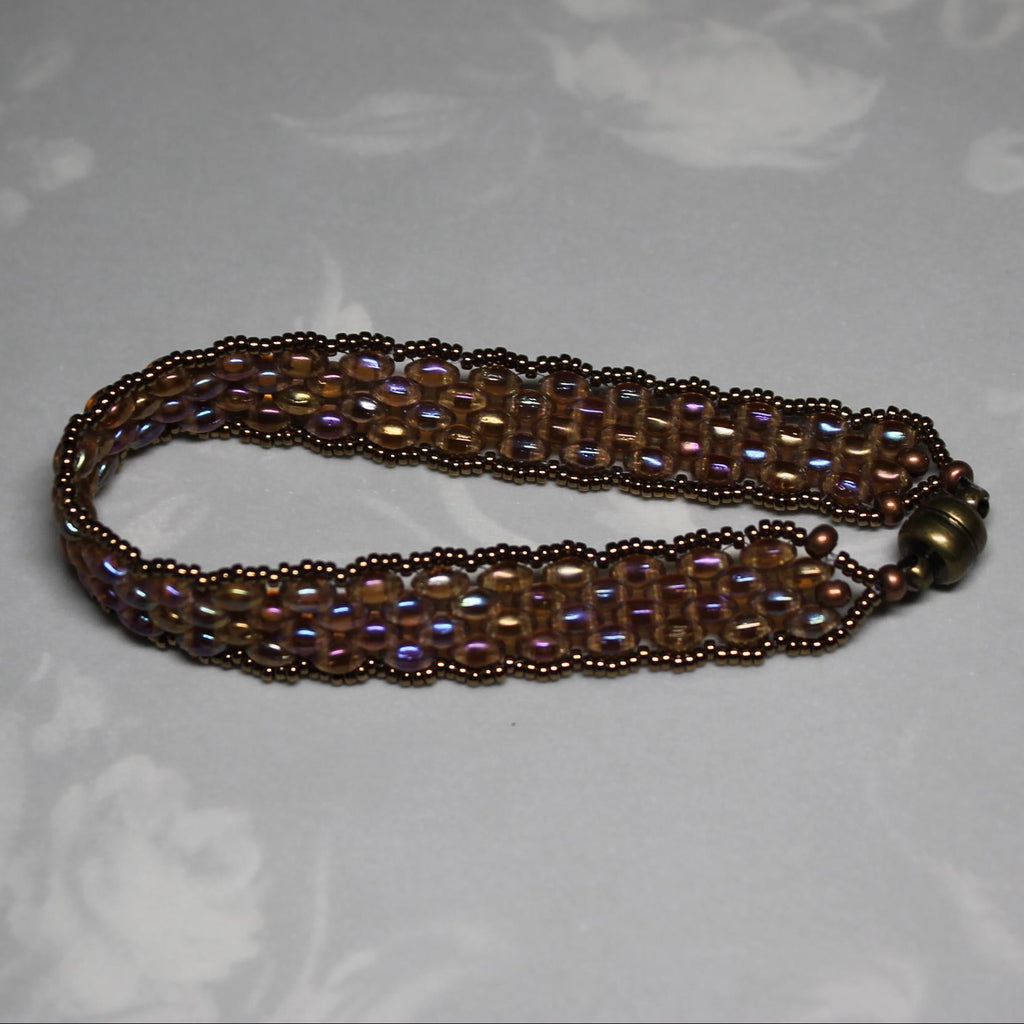 Super Duo Peyote Bracelet in Soft Rainbow Hues