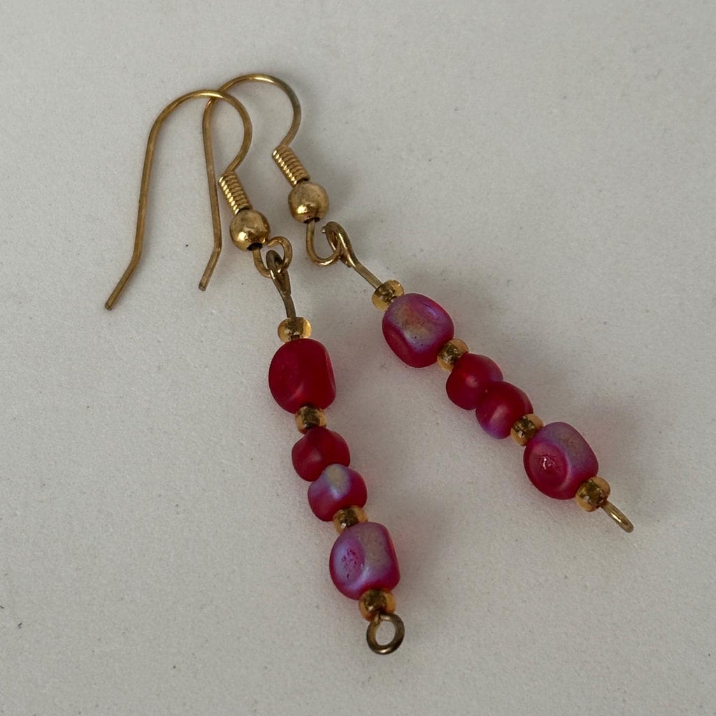 Red AB Druk Dangle Earrings