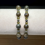 Moss Agate Double Strand Bracelet: Antique Gold Clasp