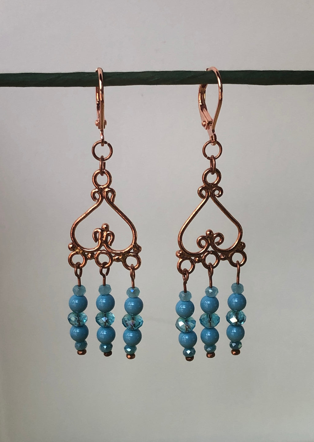Turquoise & Copper Boho Dangle Earrings