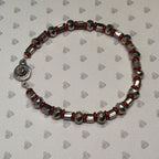 Silver Plated Beaded Bracelet with Red Accents