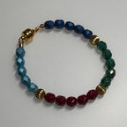 Color Spectrum Fire Polished Beaded Bracelet with Gold Accents