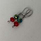 Festive Red & Green Crystal Dangle Earrings