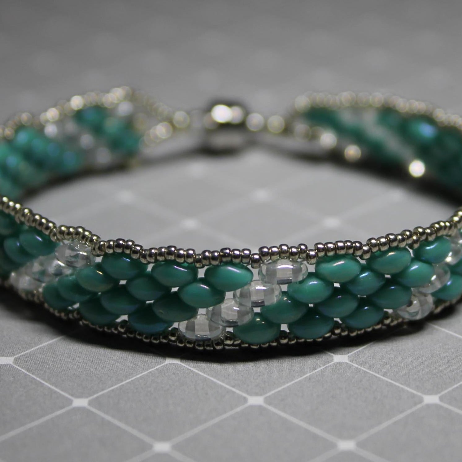 Super Duo Peyote Bracelet in Turquoise