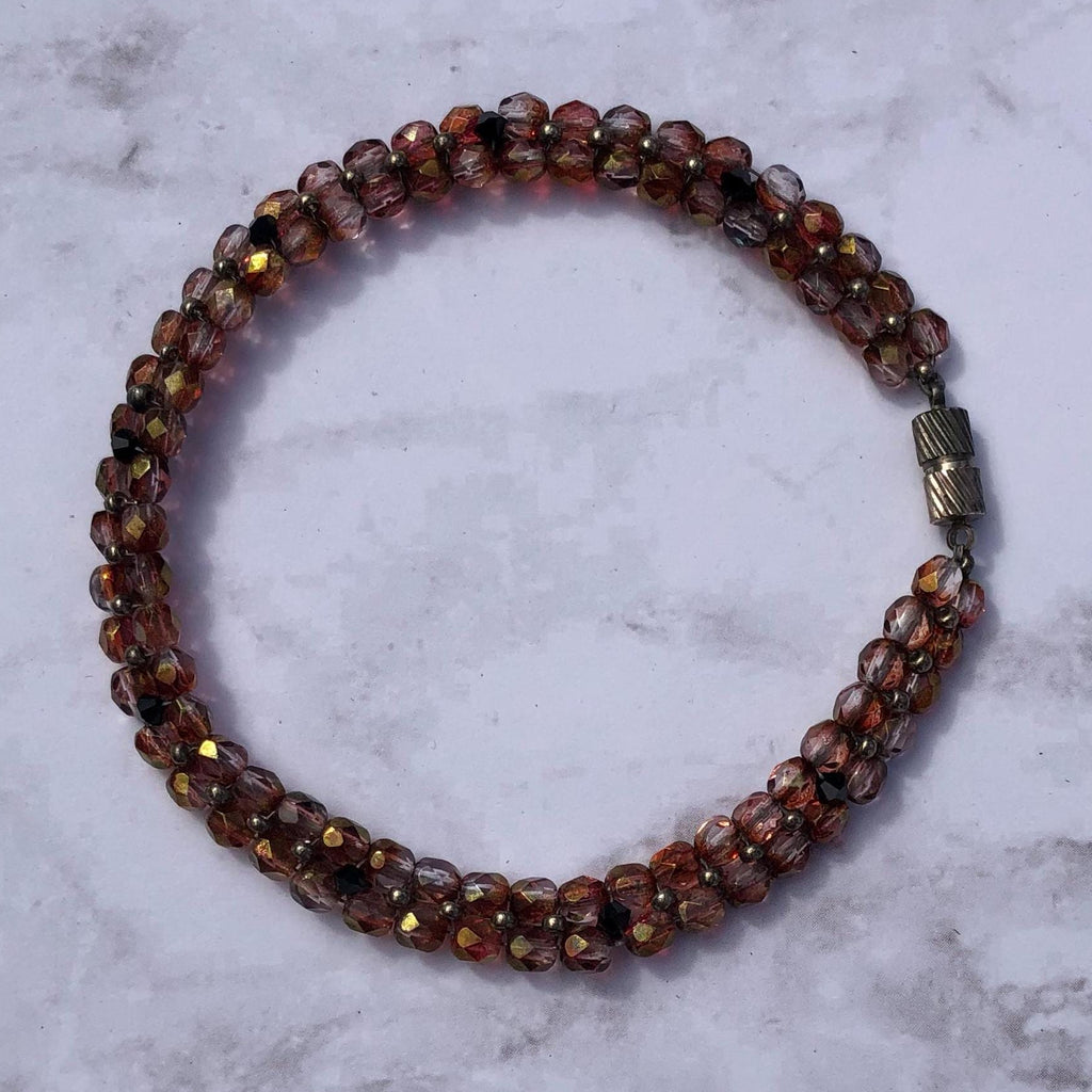 Woven Fire Polished Bead Bracelet Multi-tonal