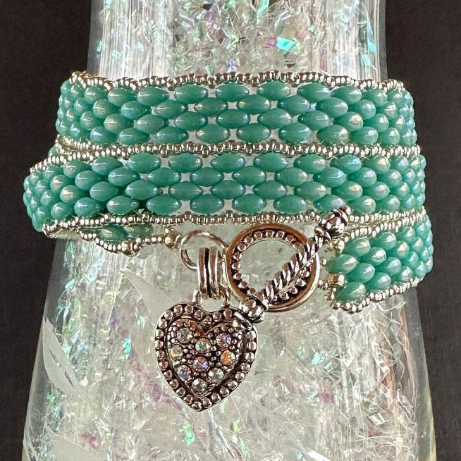 Boho Wrap Bracelet/Necklace with Sparkling Heart Charm