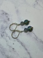 Blue-Green Crystal Dangle Earrings