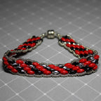 Super Duo Peyote Bracelet in Red & Black Camo