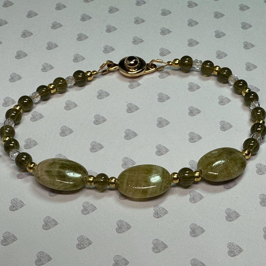 Green Jasper and Gold Beaded Bracelet - Harmony, balance, growth, calm