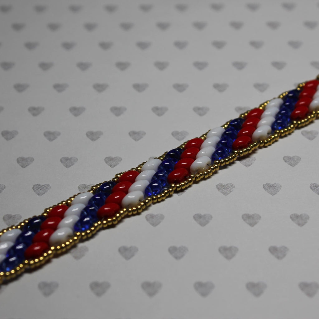 Super Duo Peyote Bracelet in Red/White/Blue