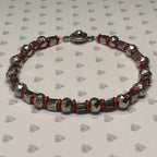 Silver Plated Beaded Bracelet with Red Accents