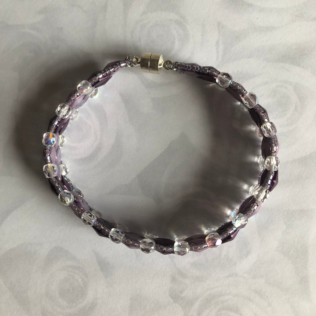 Purple Czech Glass Beadwoven Bracelet