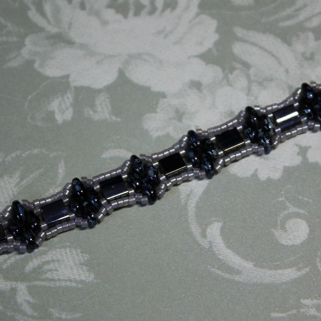 Two-Tone Black & Grey Duo Bead Bracelet
