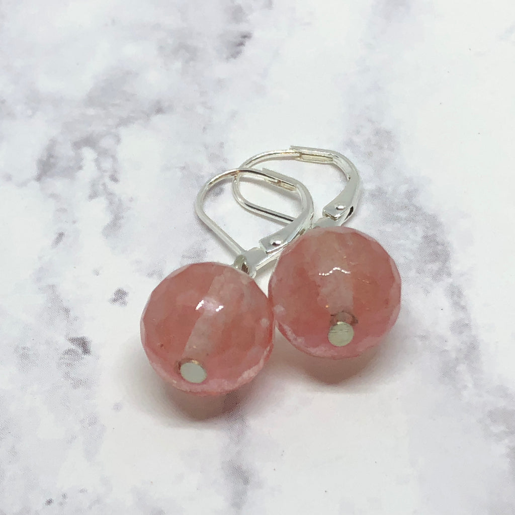 Soft Pink Faceted Dangle Earrings