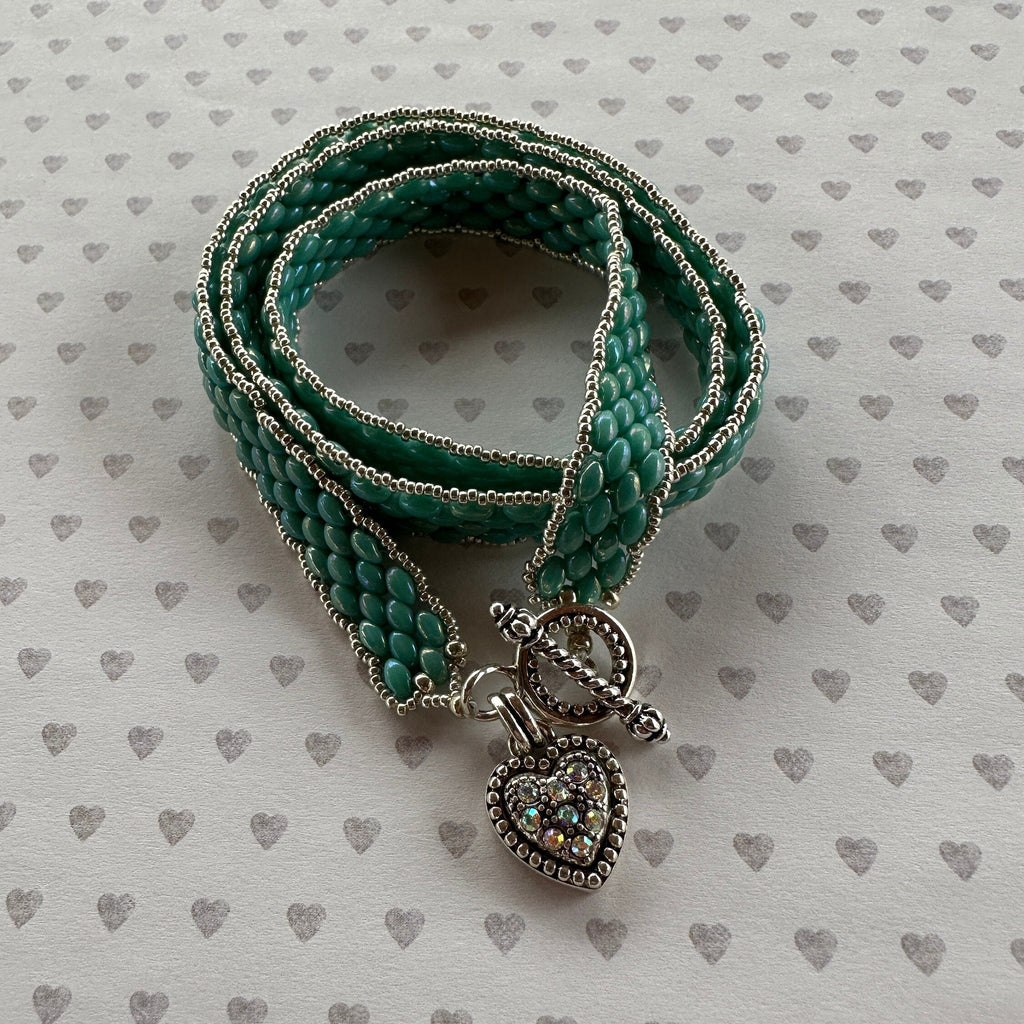 Boho Wrap Bracelet/Necklace with Sparkling Heart Charm