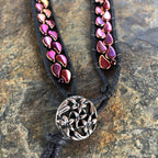 Pink to Purple AB Teardrop Beaded Wrap Bracelet