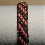 Super Duo Peyote Bracelet in Pink & Bronze