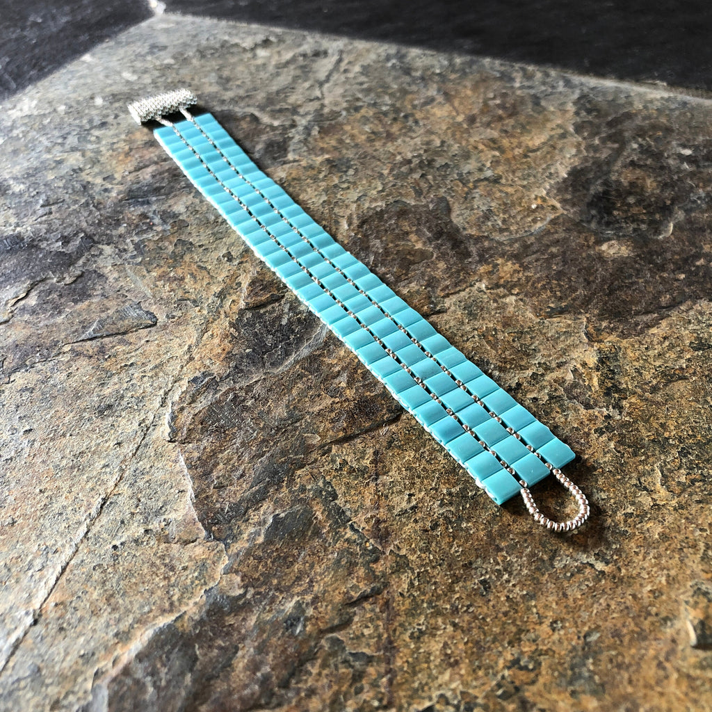 Handwoven Turquoise Tila Bead Bracelet