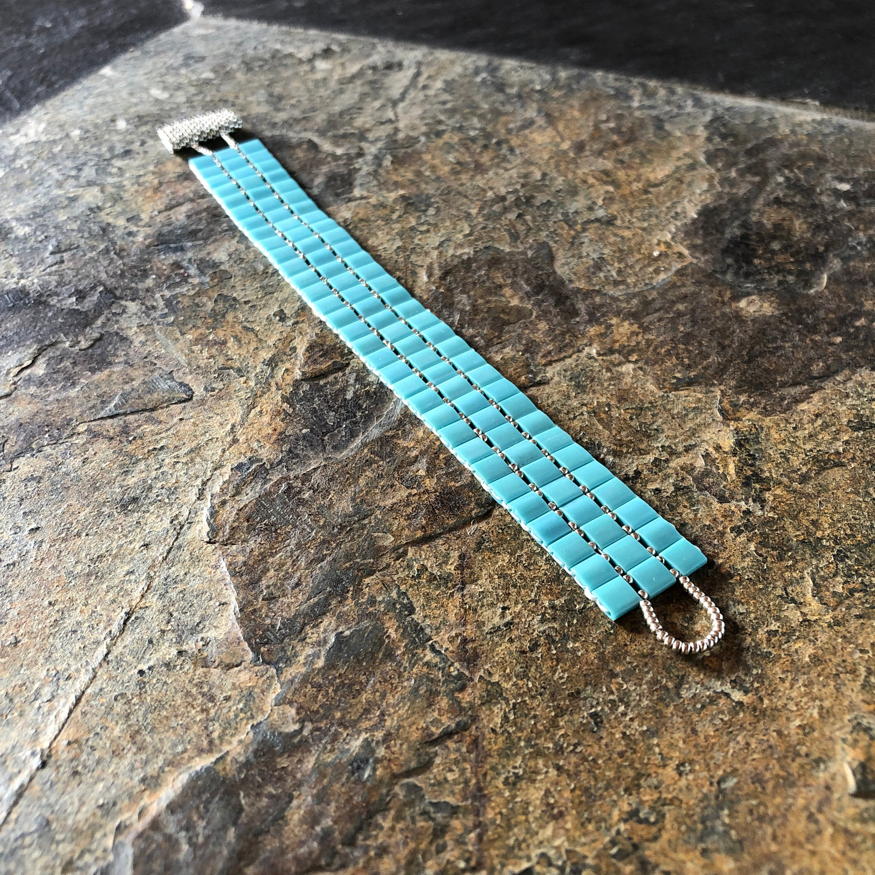 Handwoven Turquoise Tila Bead Bracelet